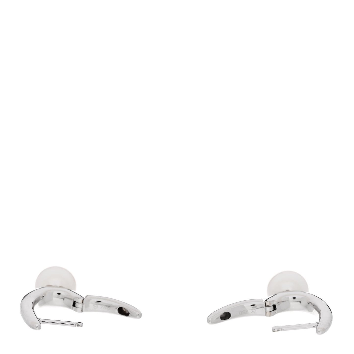 18K White Gold Akoya Cultured Pearl 6.5mm Classic Elegance Hoop Earrings