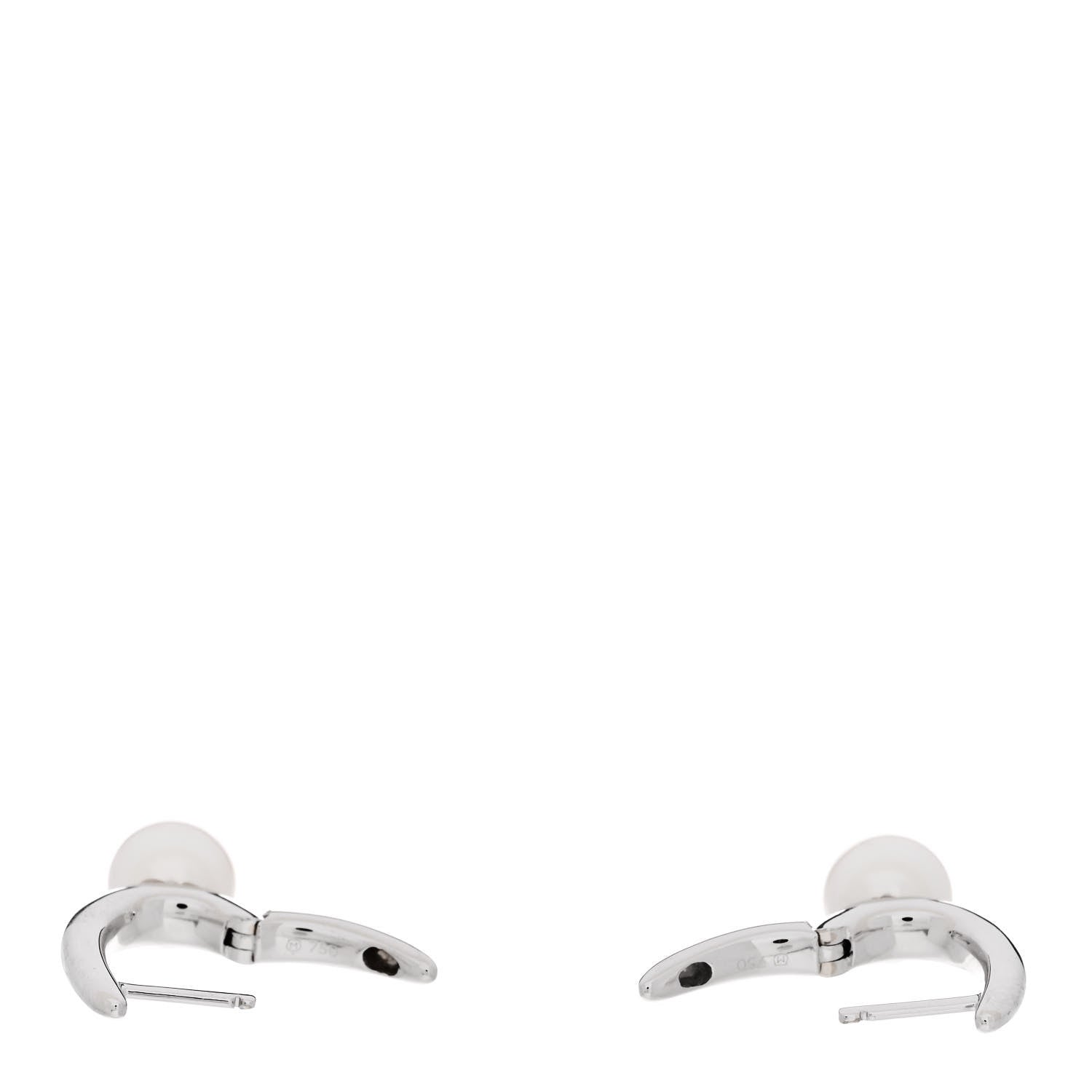 Mikimoto 18K White Gold Akoya Cultured Pearl 6.5mm Classic Elegance Hoop Earrings 3 of 4