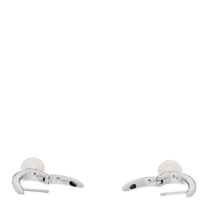 Mikimoto 18K White Gold Akoya Cultured Pearl 6.5mm Classic Elegance Hoop Earrings 3 of 4
