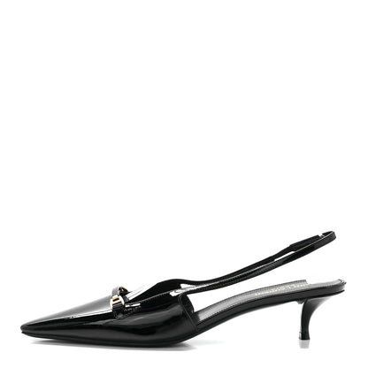 Saint Laurent Patent Bade Slingback Pumps 40 Black 1 of 8