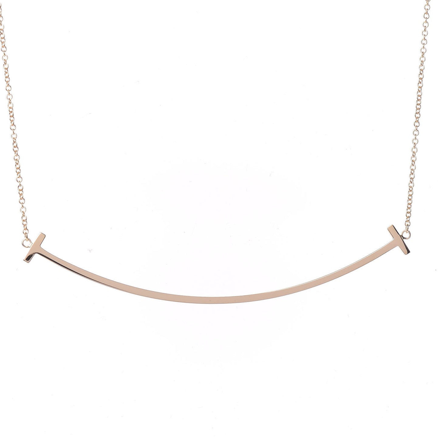 18K Rose Gold Large T Smile Pendant Necklace