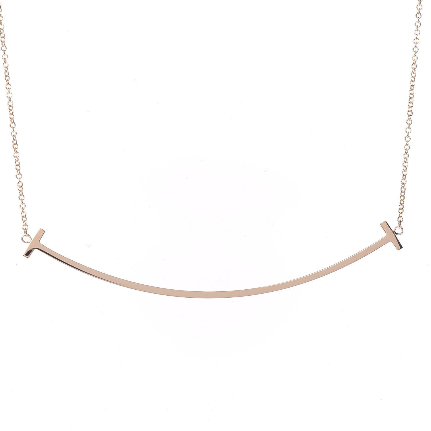 Tiffany 18K Rose Gold Large T Smile Pendant Necklace 4 of 6