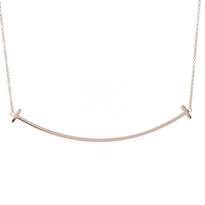 Tiffany 18K Rose Gold Large T Smile Pendant Necklace 4 of 6