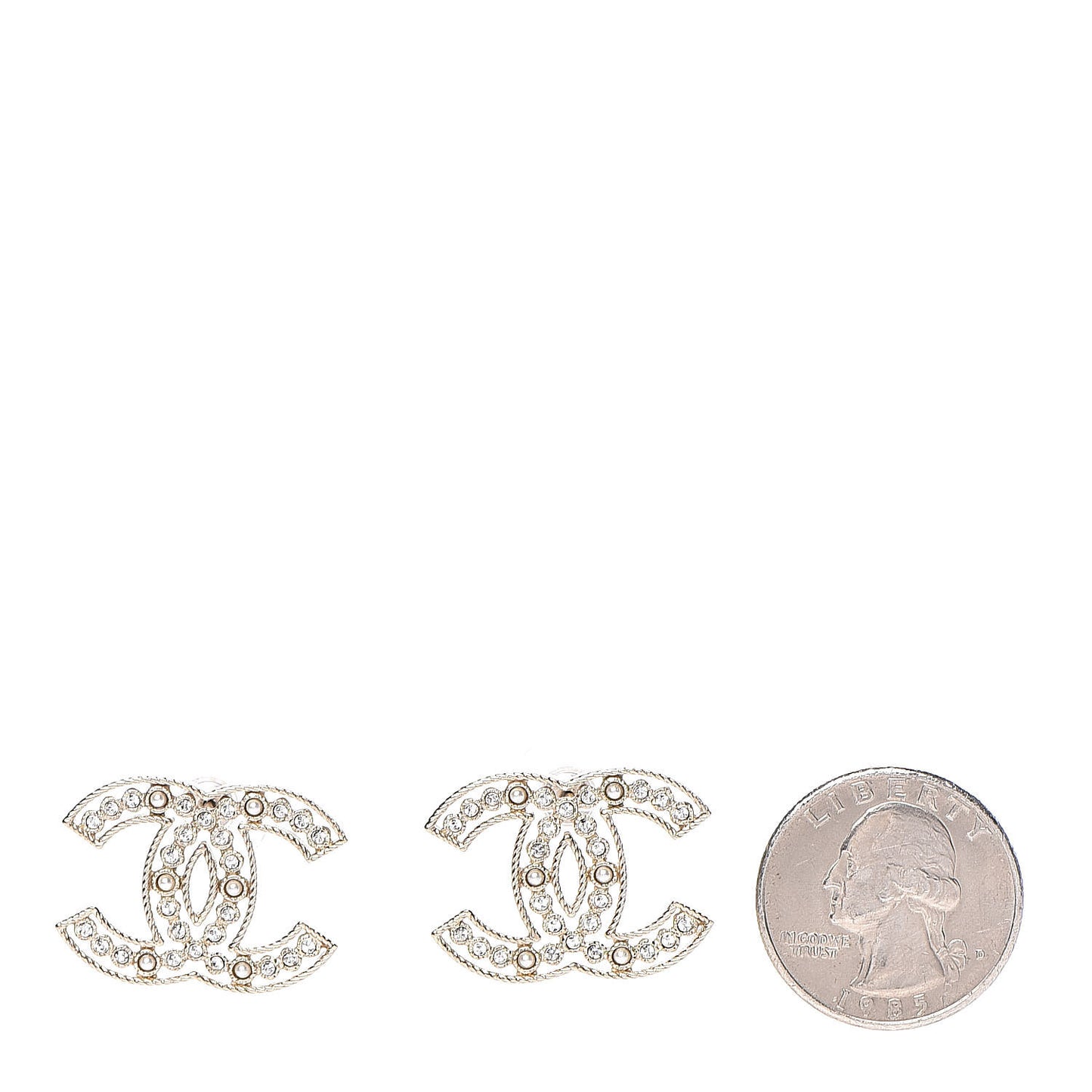 Pearl Crystal Sparkling Pearls CC Earrings Light Gold