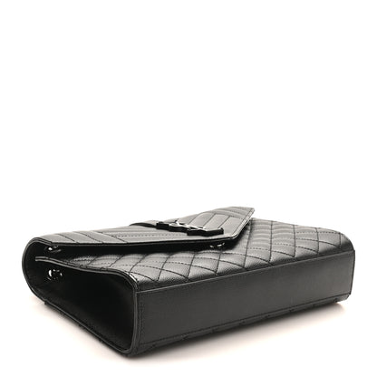 Saint Laurent Grain De Poudre Textured Mixed Matelasse Triquilt Medium Monogram Monochrome Satchel Black 4 of 10