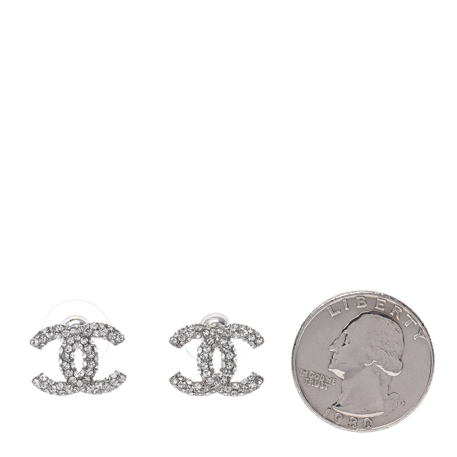 Chanel Crystal Mini CC Earrings Silver 2 of 5