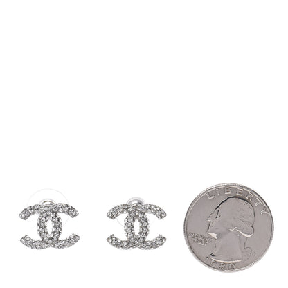 Chanel Crystal Mini CC Earrings Silver 2 of 5
