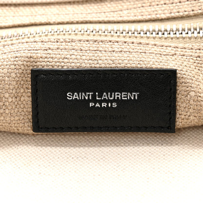 Saint Laurent Linen Calfskin Small Rive Gauche Tote Optic White 6 of 10