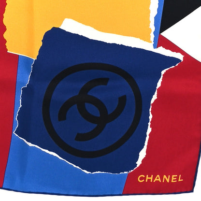 Chanel Silk CC Coco Square Scarf Burgundy Blue Navy Blue 2 of 3