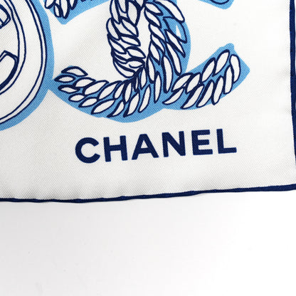 Chanel Silk CC Scarf Blue White 2 of 3