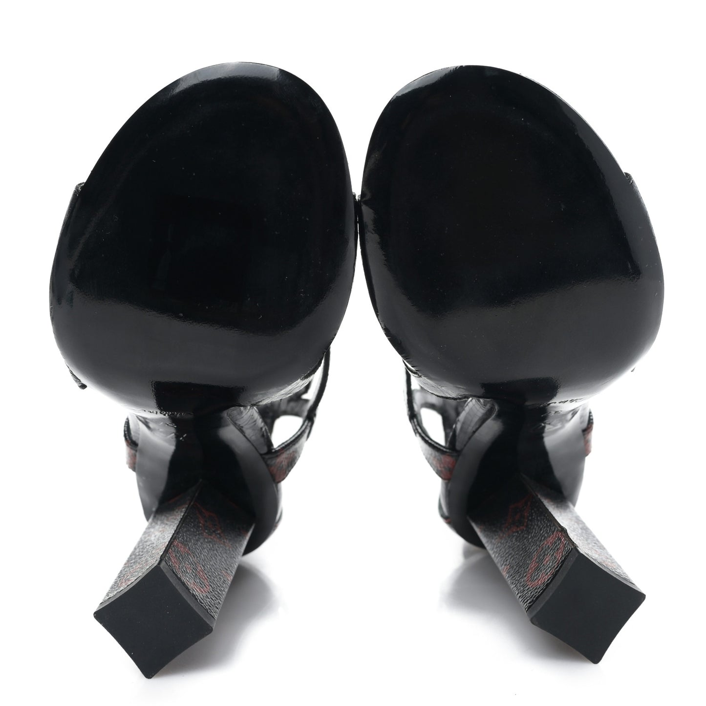 Monogram Infrarouge Glazed Calfskin Queen Of Hearts Sandal Pumps 37 Black