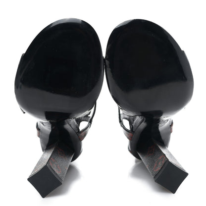 Louis Vuitton Monogram Infrarouge Glazed Calfskin Queen Of Hearts Sandal Pumps 37 Black 5 of 8