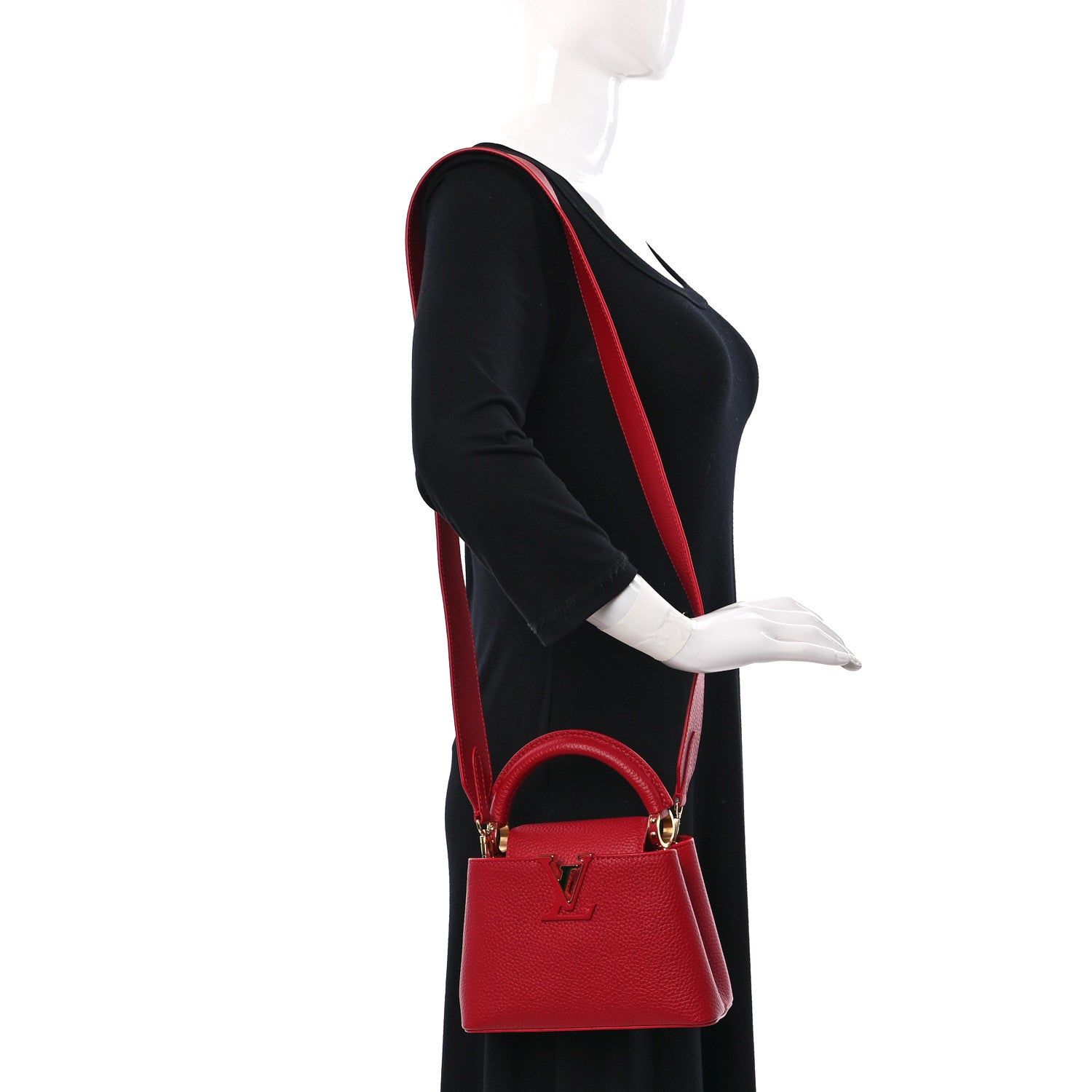 Louis Vuitton Taurillon Mini Capucines Scarlet 2 of 9