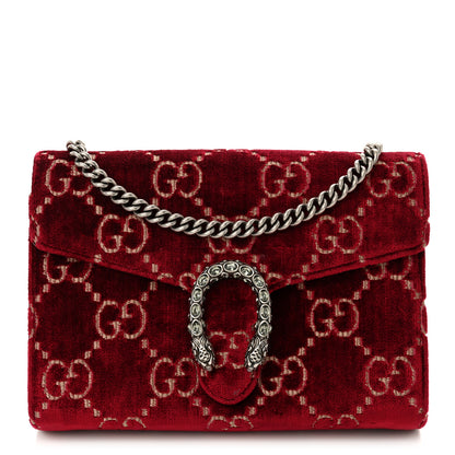 Gucci Velvet GG Monogram Mini Dionysus Chain Wallet Red Cipria 1 of 11