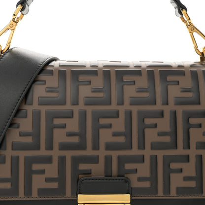 Fendi Vitello Liberty Bi-Color FF 1974 Embossed Kan U Shoulder Bag Black Maya 8 of 13
