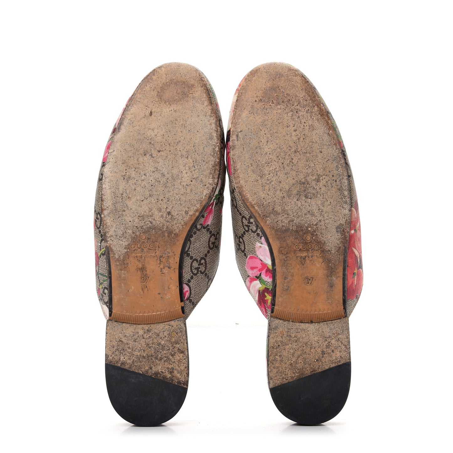 GG Supreme Monogram Blooms Womens Princetown Slippers 37 Beige Multicolor Dry Rose