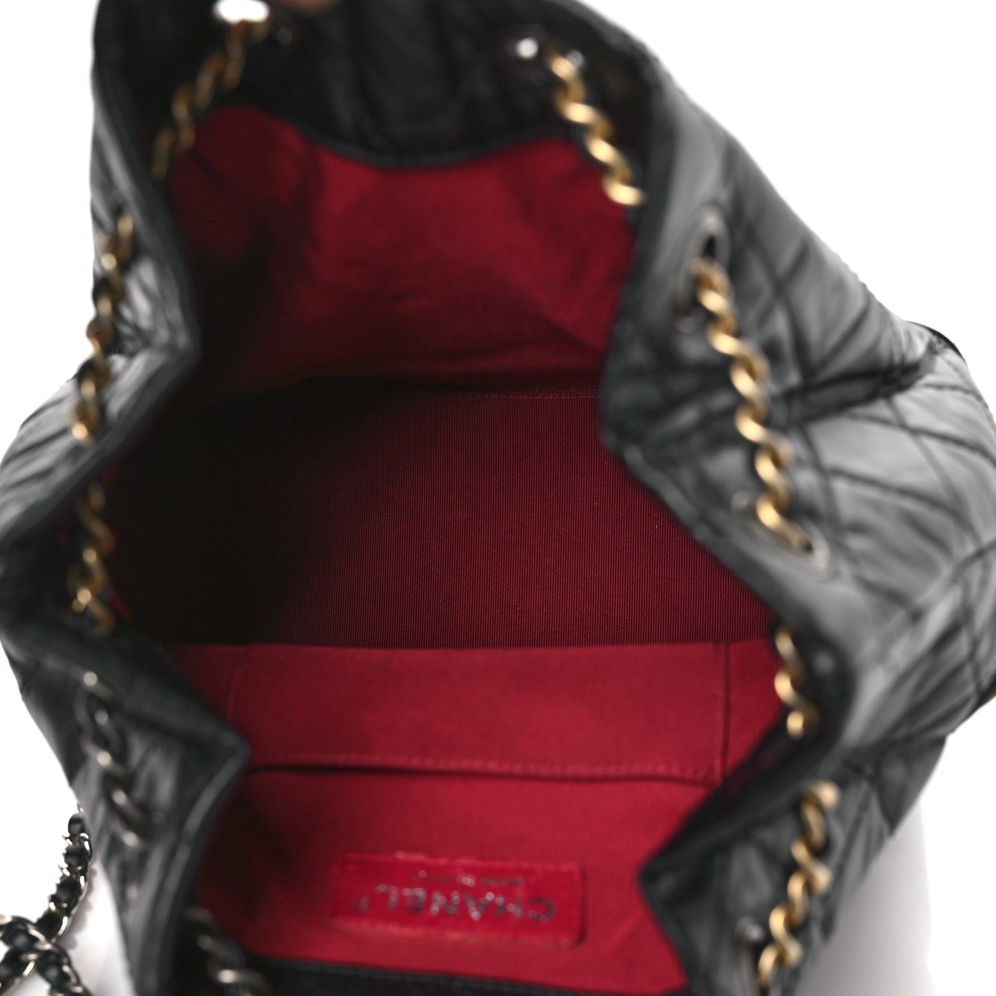 Aged Calfskin Quilted Small Gabrielle Backpack Black