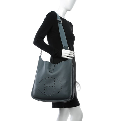 Hermes Taurillon Clemence Evelyne III GM Bleu Orage 2 of 10