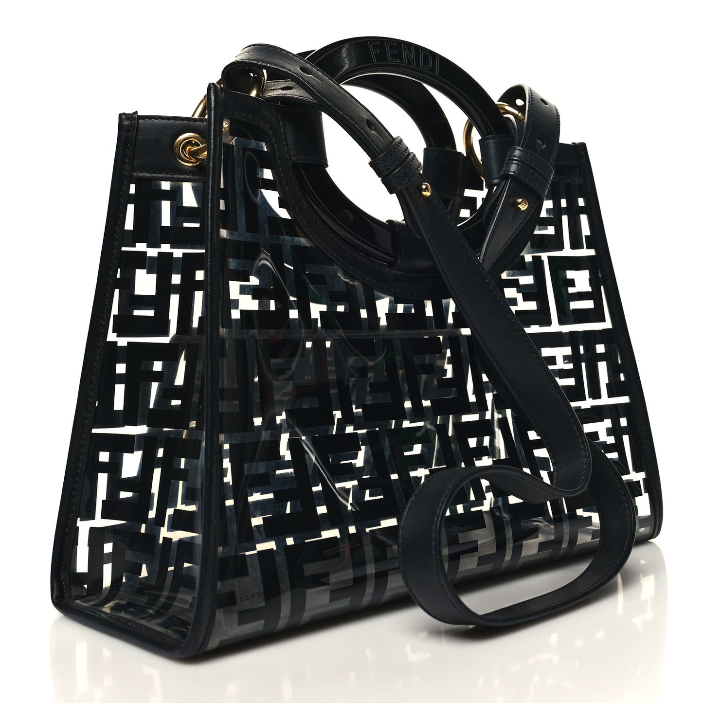 TPU FF Vitello Century Plexiglass Small Runaway Shopper Tote Black