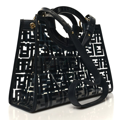 Fendi TPU FF Vitello Century Plexiglass Small Runaway Shopper Tote Black 3 of 10