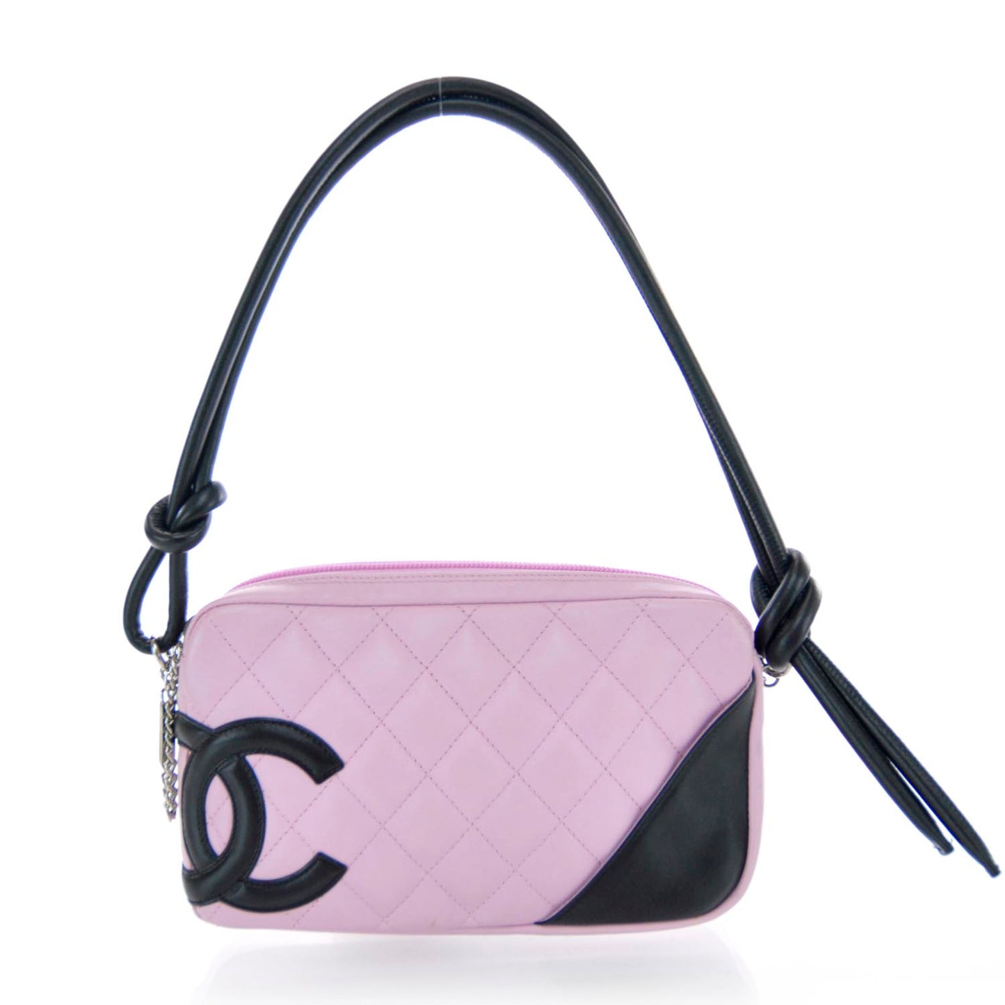 Calfskin Quilted Cambon Pochette Pink Black