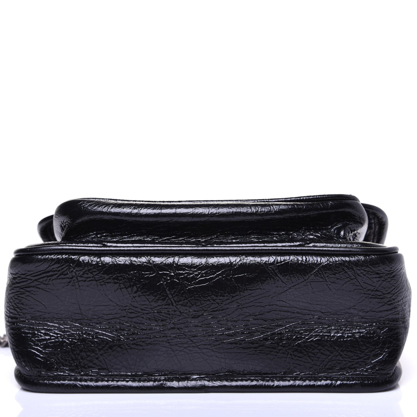 Crinkled Calfskin Matelasse Monogram Baby Niki Chain Satchel Black