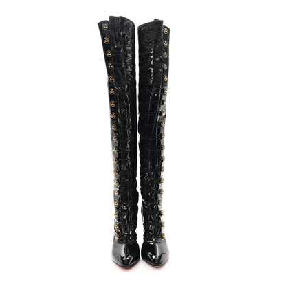 Christian Louboutin Patent Alta 100 Over The Knee Boots 40 Black 2 of 6