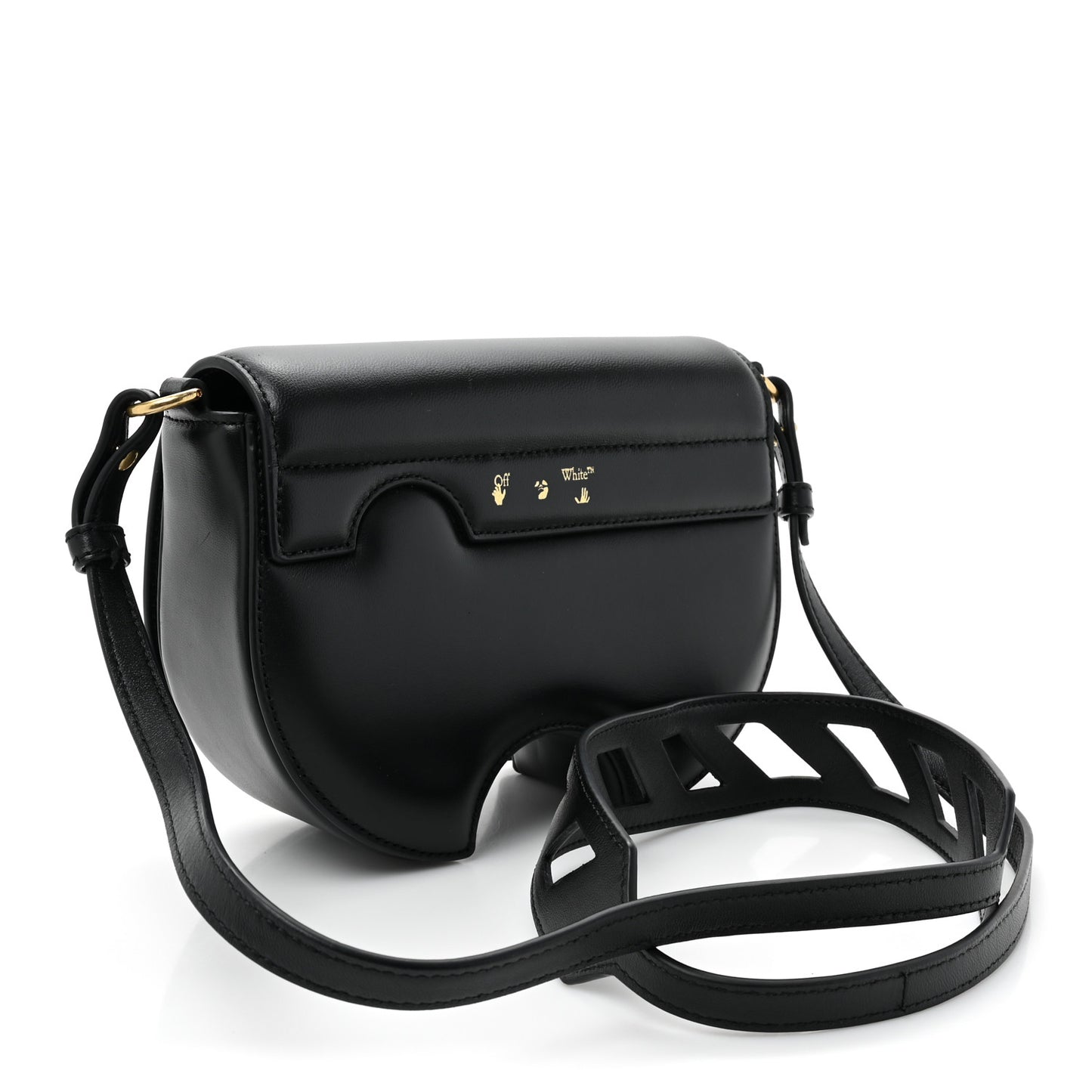 OFF WHITE Calfskin Burrow Saddle Bag Black