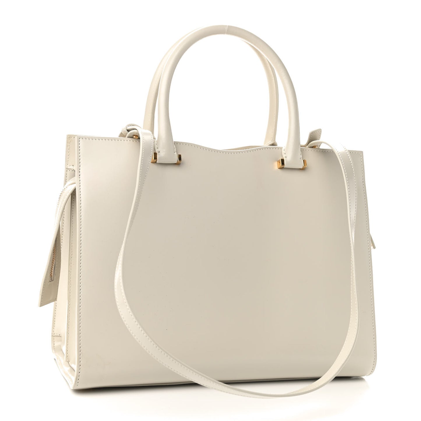 Shiny Calfskin Medium Uptown Tote White