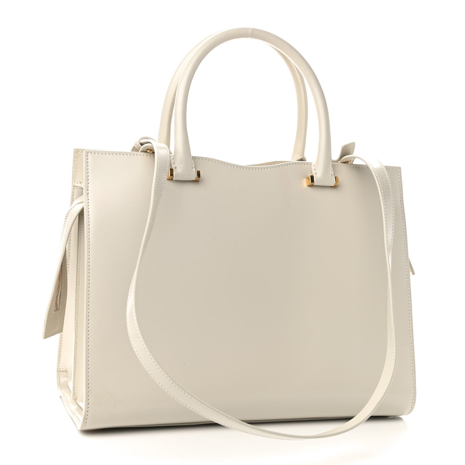 Saint Laurent Shiny Calfskin Medium Uptown Tote White 3 of 10