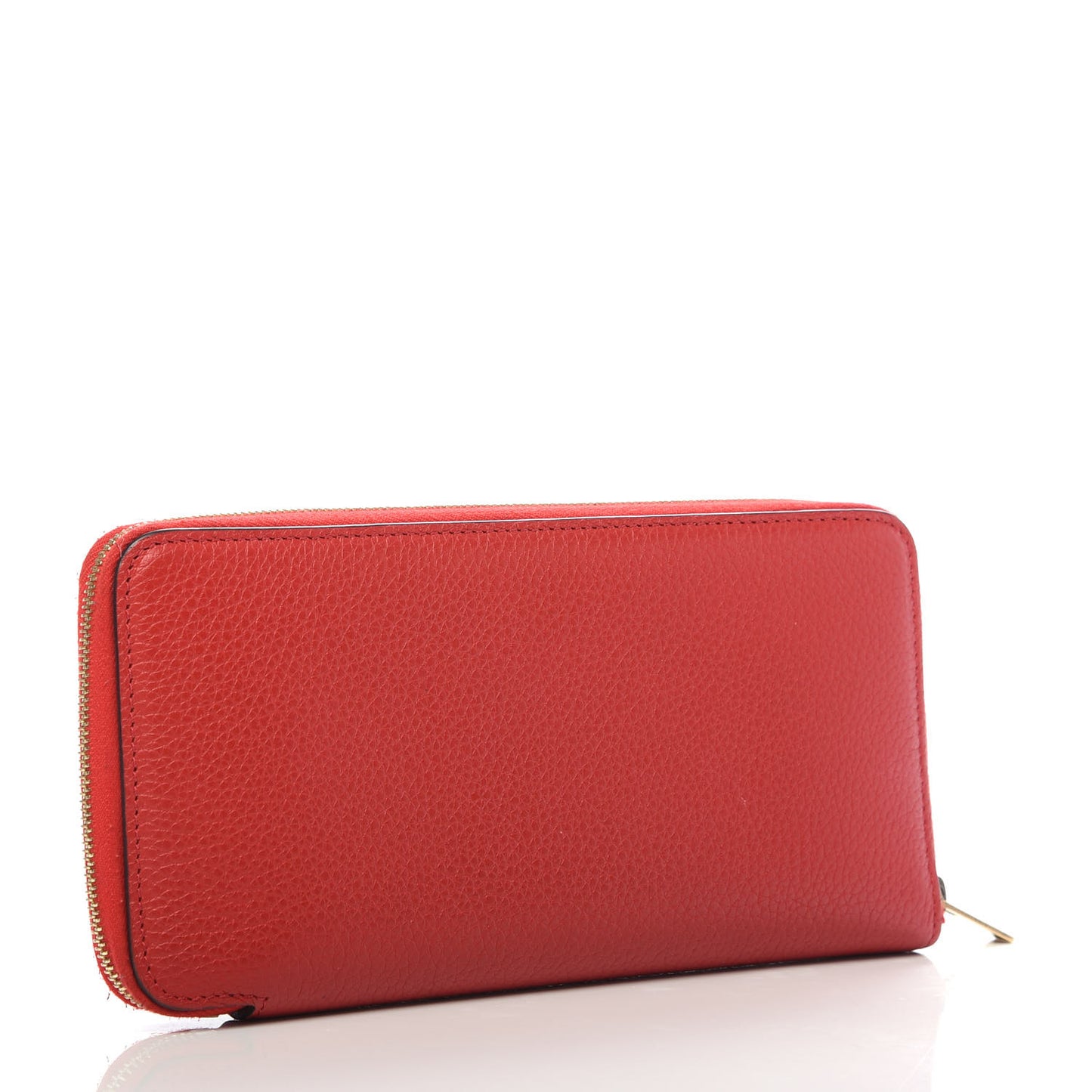 Drummed Calfskin Zip Around Organizer Wallet Coquelicot