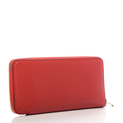 Celine Drummed Calfskin Zip Around Organizer Wallet Coquelicot 3 of 8