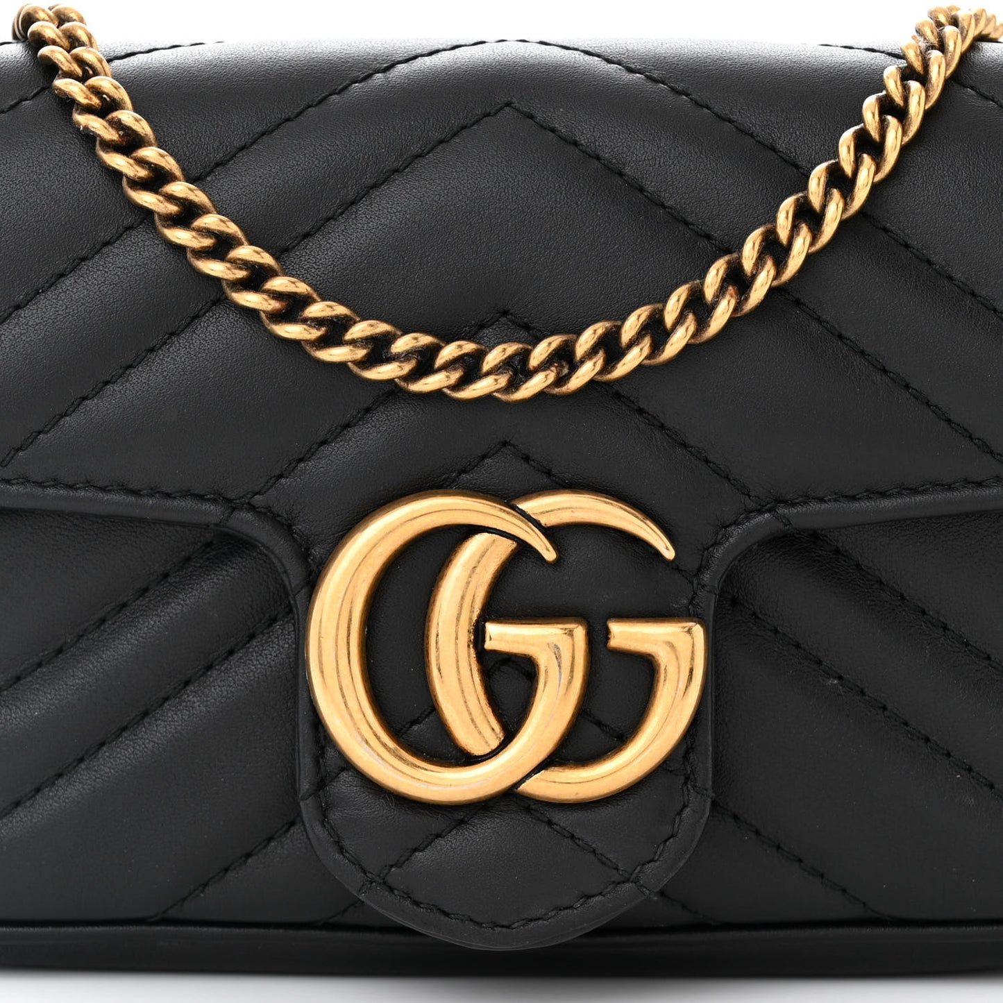 Calfskin Matelasse Super Mini GG Marmont Shoulder Bag Black