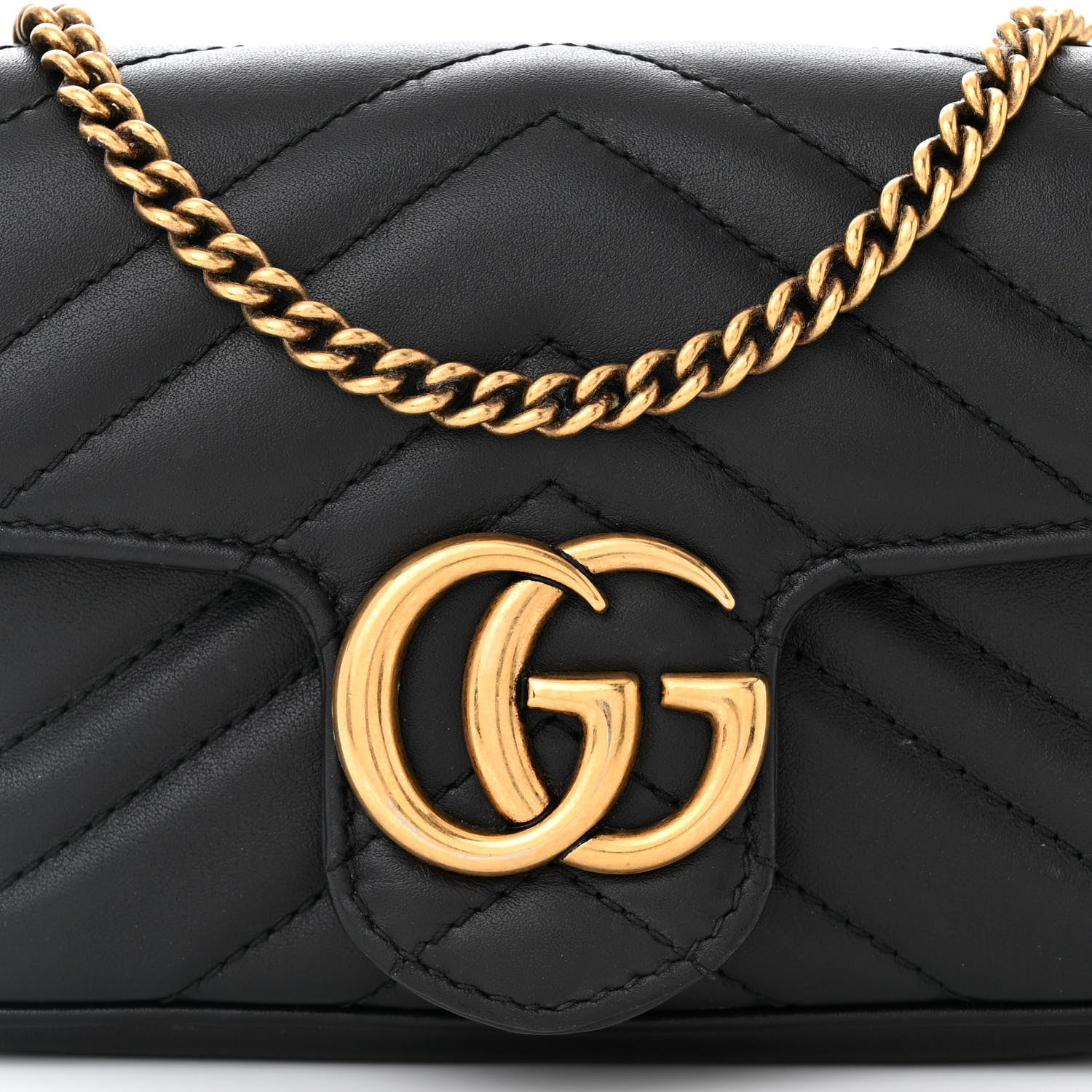 Gucci Calfskin Matelasse Super Mini GG Marmont Shoulder Bag Black 8 of 10
