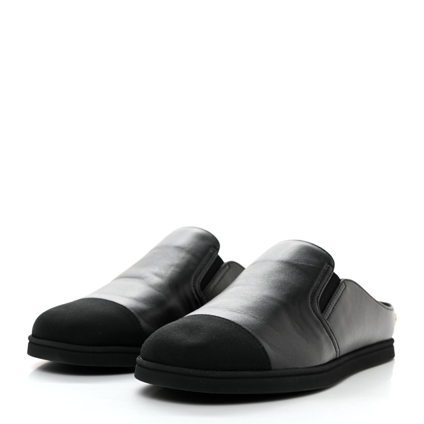 Lambskin Grosgrain Cap Toe Sneaker Mules 40 Black