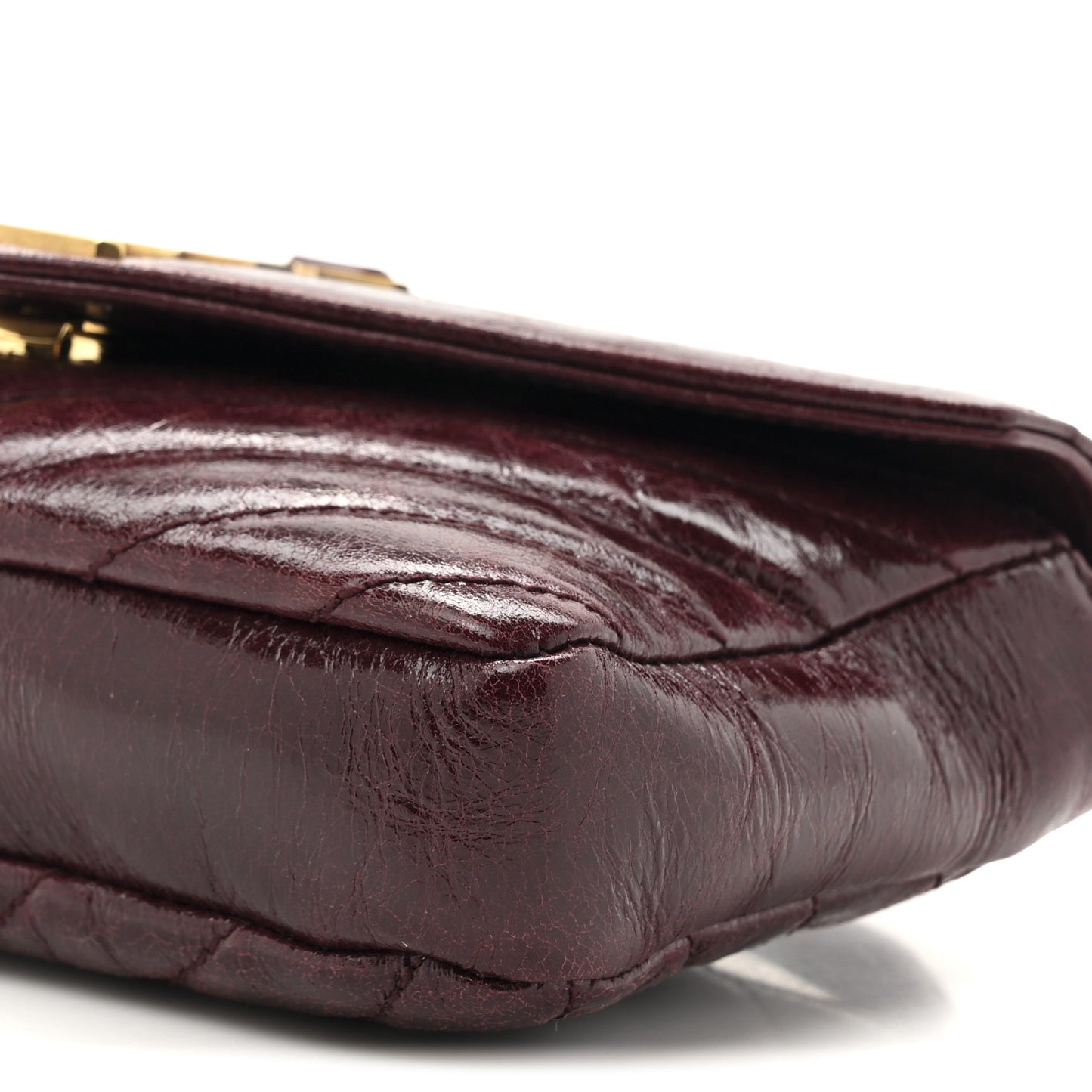 Shiny Calfskin Matelasse Chevron Monogram Mini College Bag Deep Hot Wine