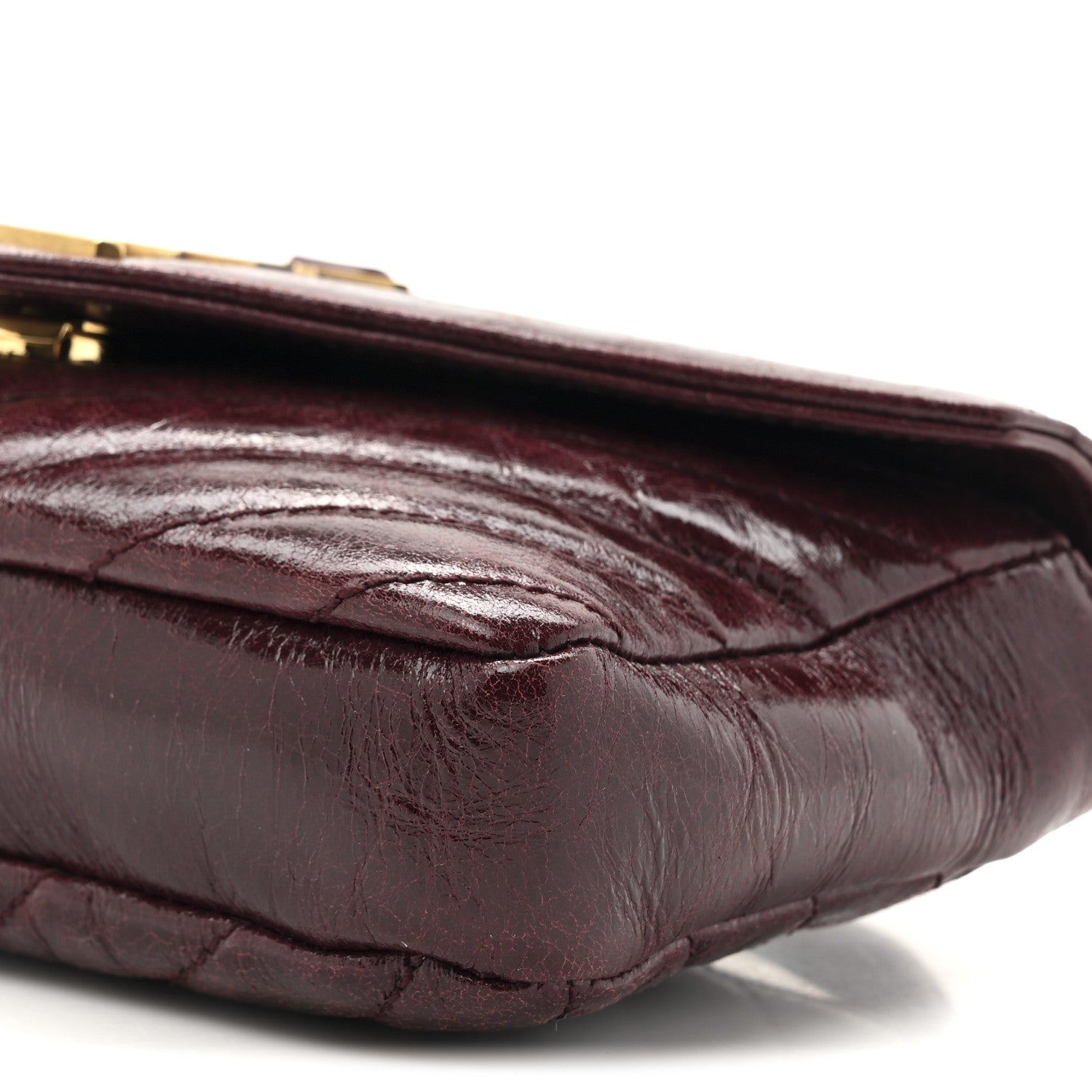 Saint Laurent Shiny Calfskin Matelasse Chevron Monogram Mini College Bag Deep Hot Wine 9 of 10