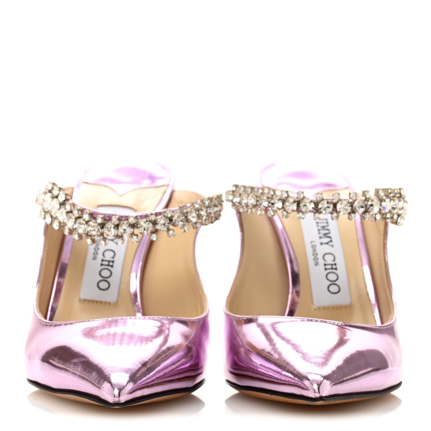 Jimmy Choo Metallic Patent Crystal Bing 100 Pumps 36 Mauve 1884816