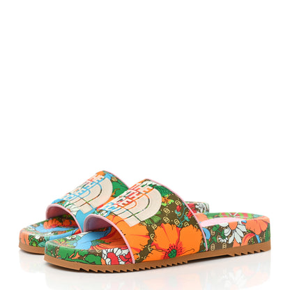 Gucci X THE NORTH FACE Nylon Floral Mens Slides 8 Military Green Orange Soft Pink 3 of 8