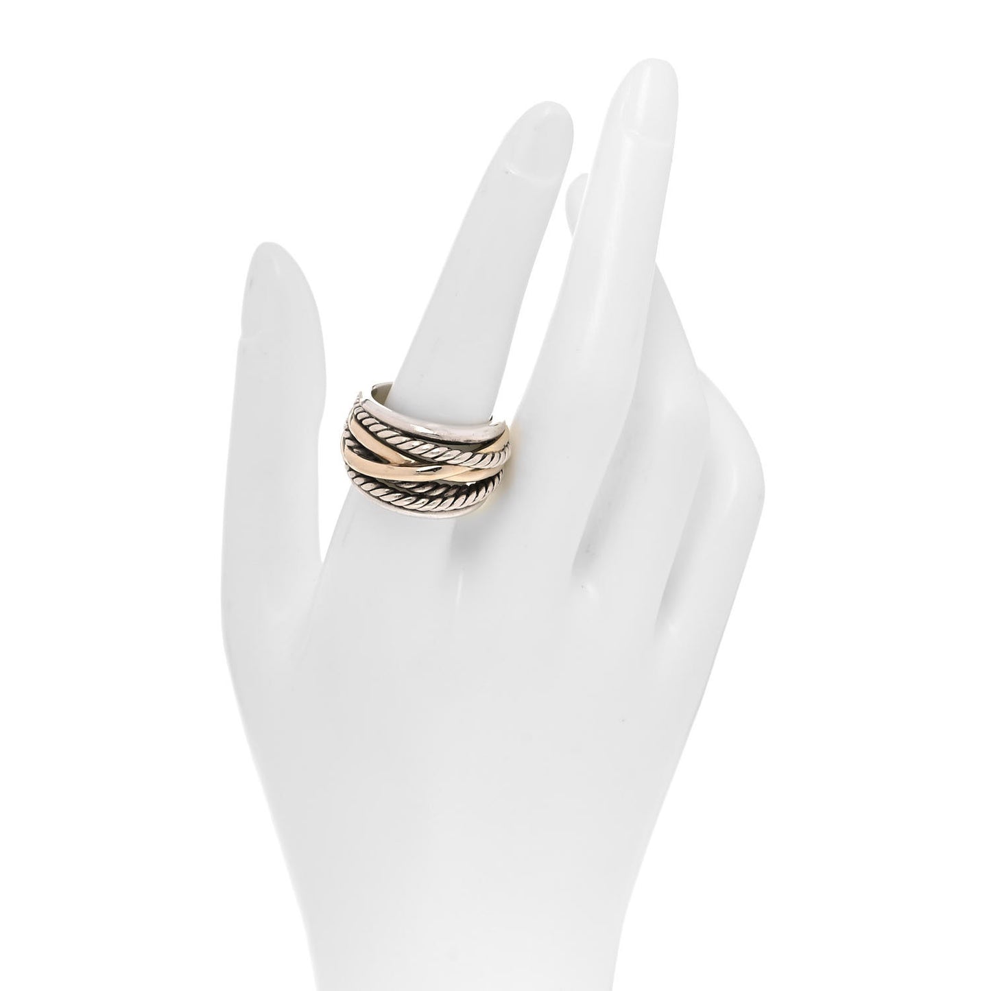 Sterling Silver 14K Yellow Gold Wide Crossover Ring 60 9