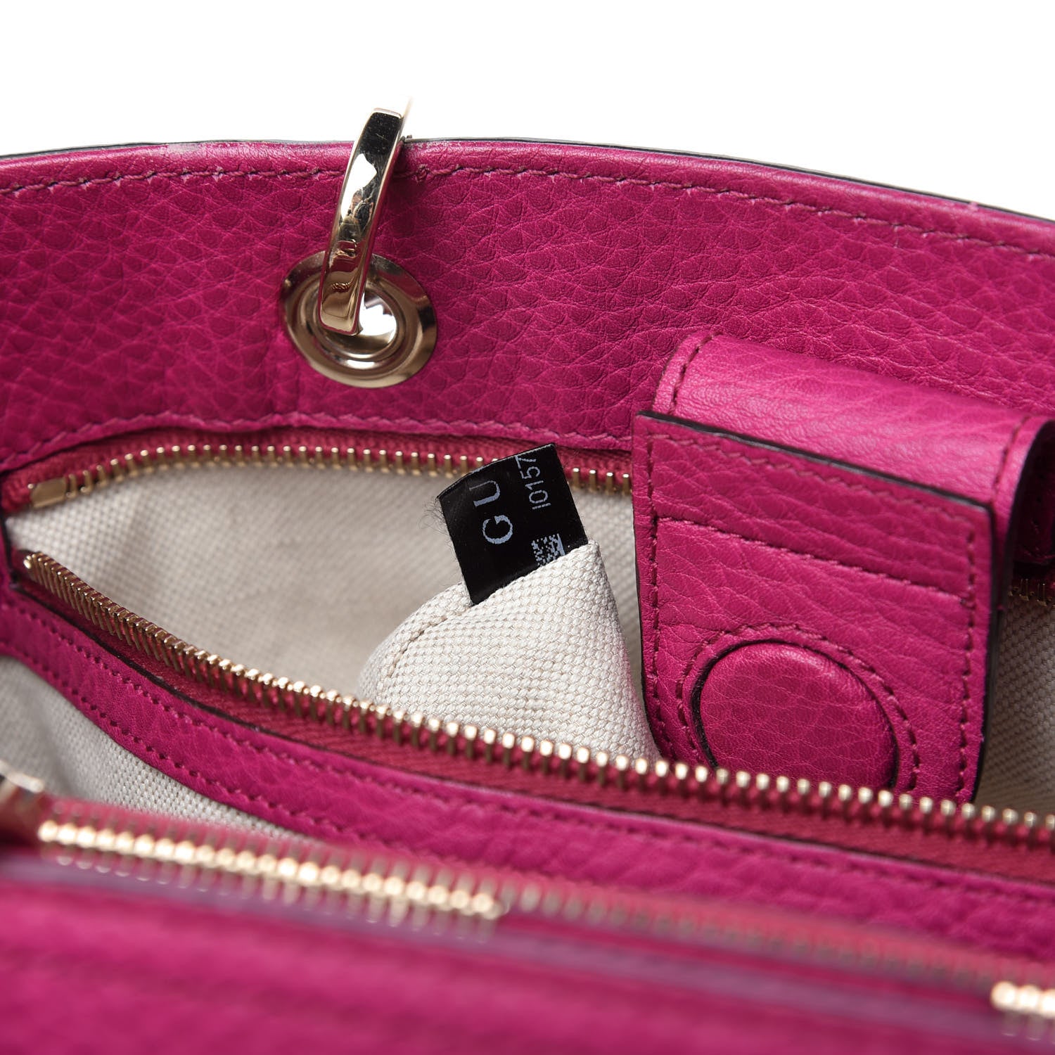 Gucci Pebbled Calfskin Medium Bamboo Shopper Tote Bright Bougainvillea 10 of 12