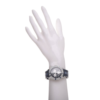 Christian Dior Stainless Steel Rubber Diamond Blue Sapphire 38mm Christal Chronograph Quartz Watch Blue 2 of 9
