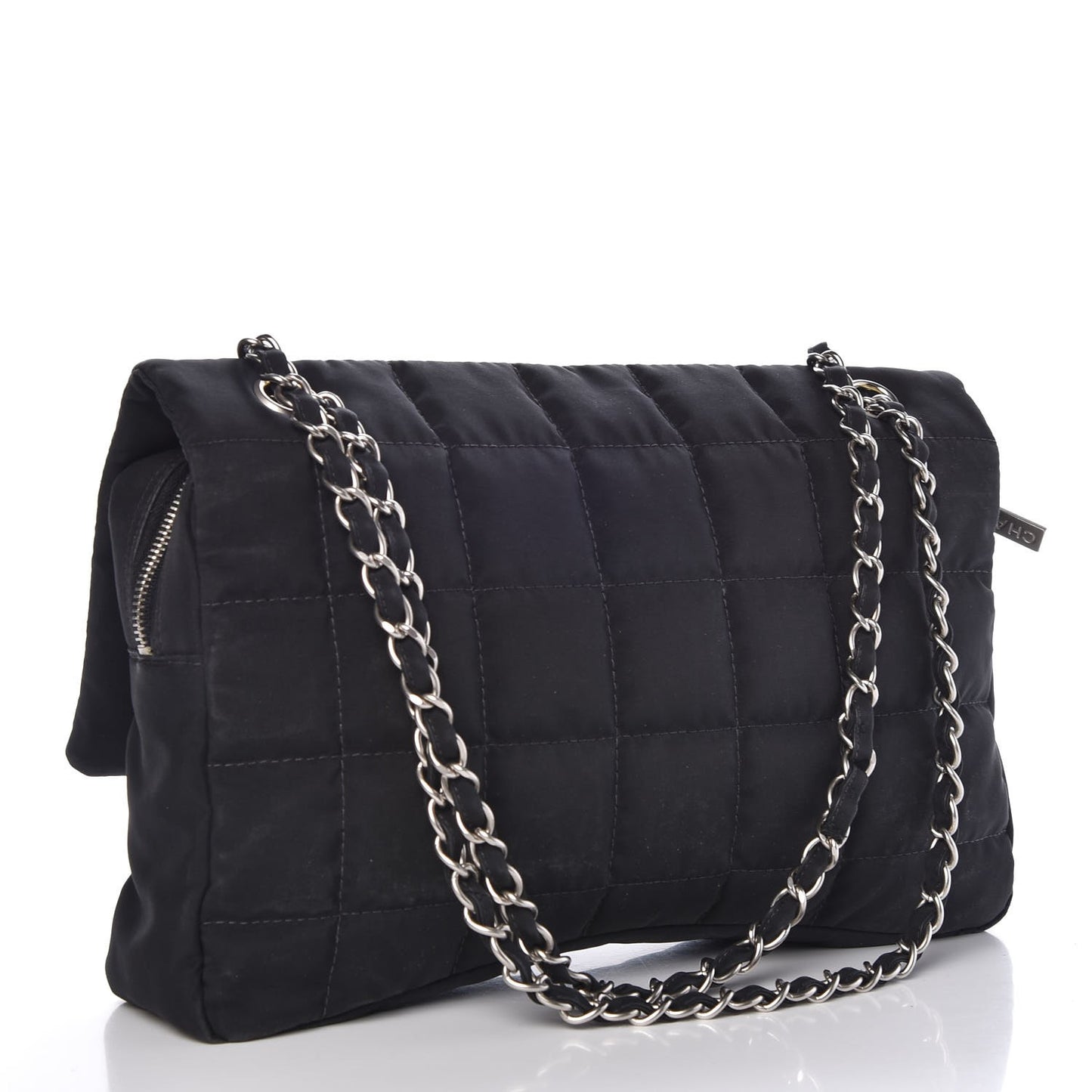 Nylon Square Quilted Flap Black