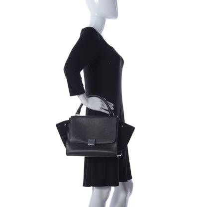 Celine Drummed Calfskin Suede Small Trapeze Black 3 of 9