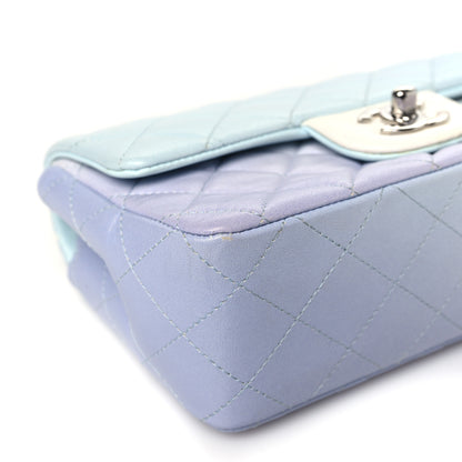 Chanel Perforated Lambskin Quilted Mini Rectangular Flap Light Blue Light Purple White 9 of 11