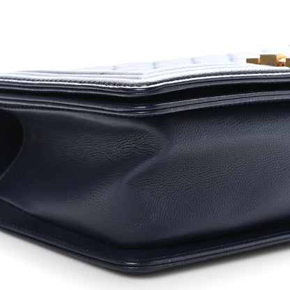 Chanel Caviar Quilted Medium Boy Flap Navy 9 of 10