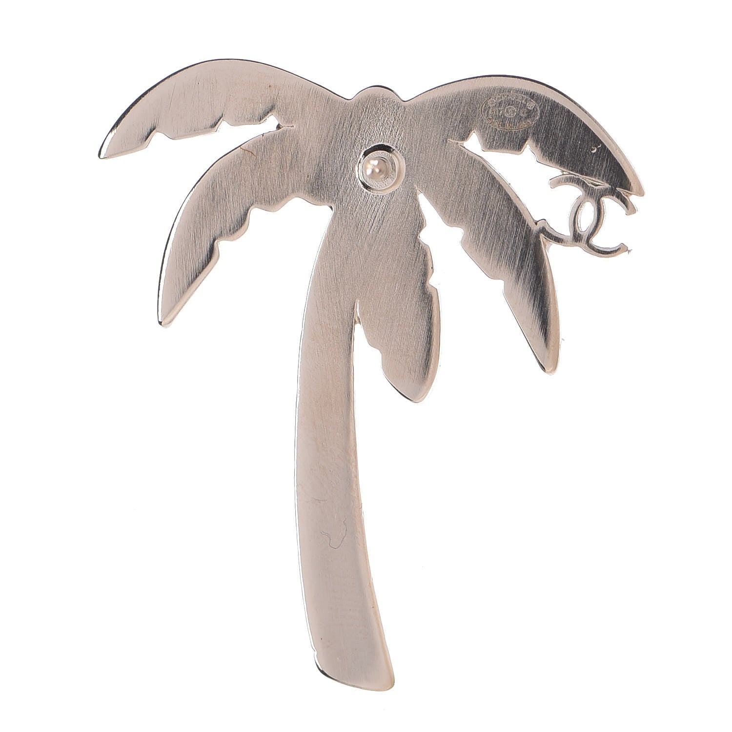 Chanel Enamel Pearl Palm Tree Brooch Green Gold 3 of 4