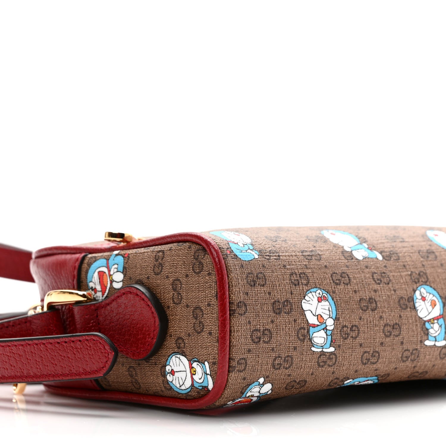 Gucci X DORAEMON Mini Vintage GG Supreme Monogram Camera Bag Beige Cherry Red 7 of 8
