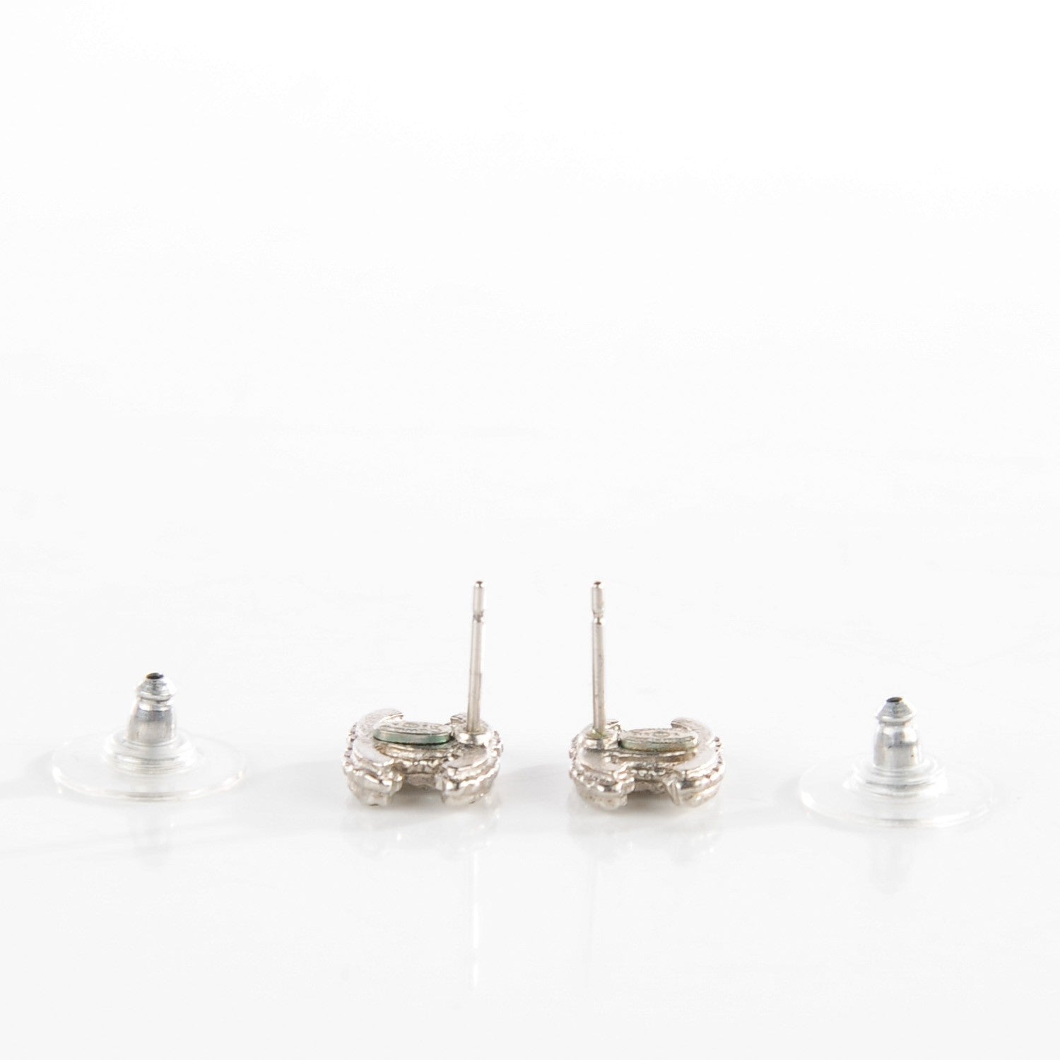 Chanel Crystal Timeless CC Earrings Silver 3 of 6