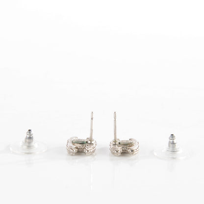 Chanel Crystal Timeless CC Earrings Silver 3 of 6